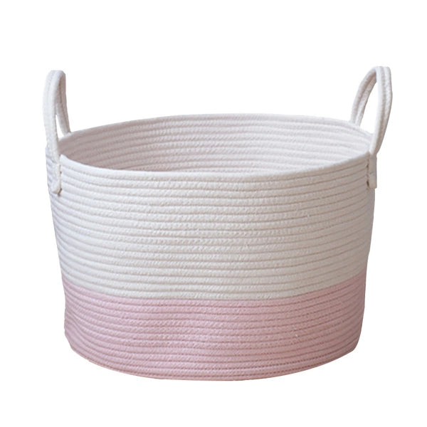 Pink Cotton Rope Woven Storage Basket - first step nursery