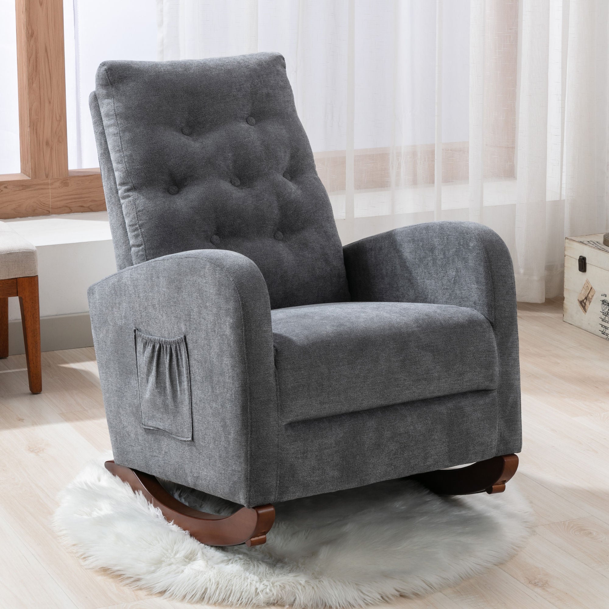 High Back Padded Rocking Chair - Dark Gray - first step nursery